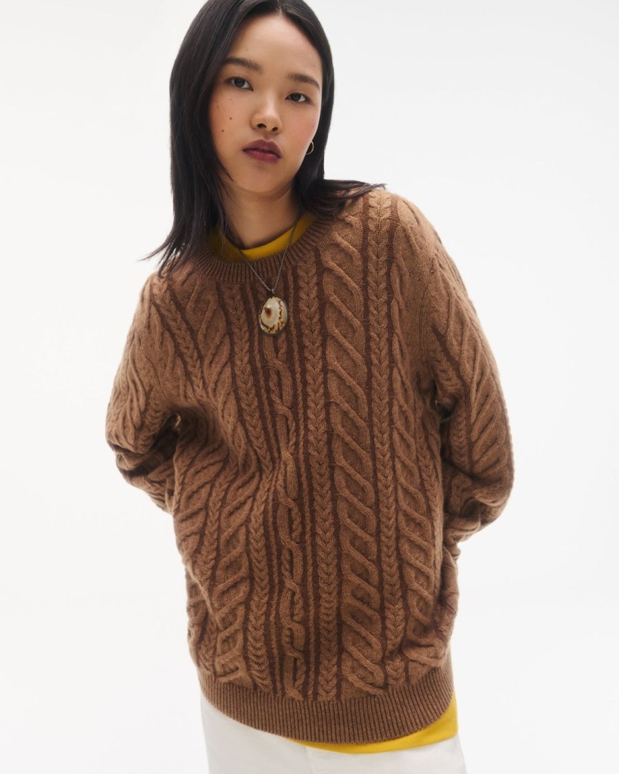 Guest In Residence True Cable Crew Almond/Walnut | Women